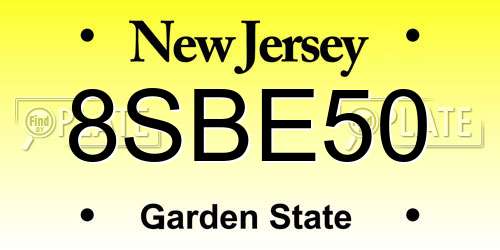 8SBE50 New Jersey License Plate