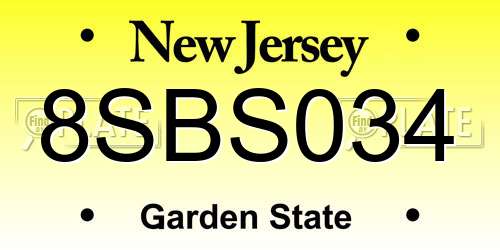 8SBS034 New Jersey License Plate