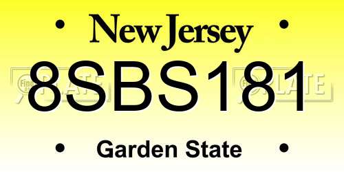 8SBS181 New Jersey License Plate
