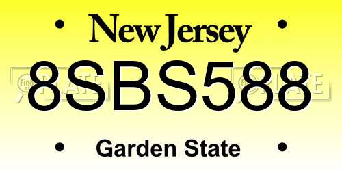 8SBS588 New Jersey License Plate