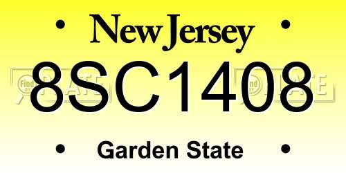 8SC1408 New Jersey License Plate