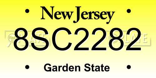 8SC2282 New Jersey License Plate
