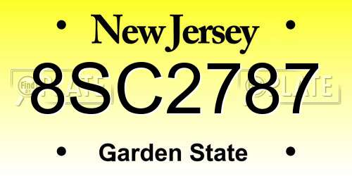 8SC2787 New Jersey License Plate