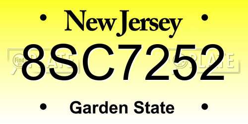 8SC7252 New Jersey License Plate