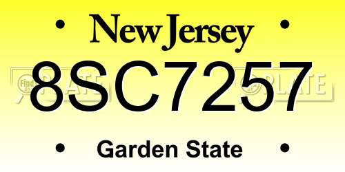 8SC7257 New Jersey License Plate