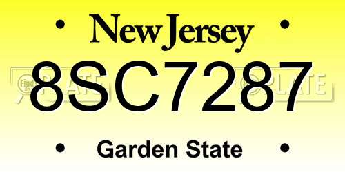 8SC7287 New Jersey License Plate