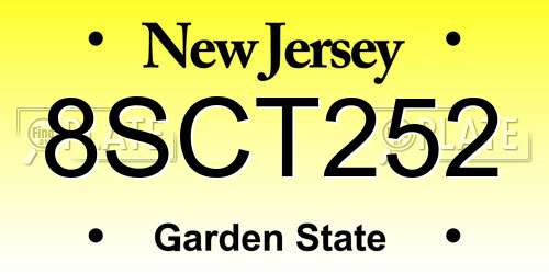 8SCT252 New Jersey License Plate