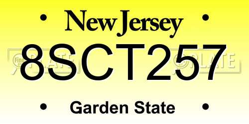 8SCT257 New Jersey License Plate