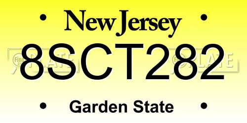 8SCT282 New Jersey License Plate