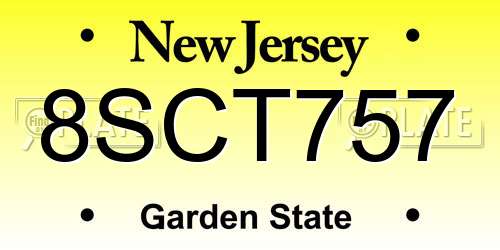 8SCT757 New Jersey License Plate