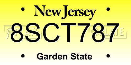 8SCT787 New Jersey License Plate