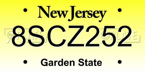 8SCZ252 New Jersey License Plate