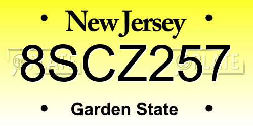 8SCZ257 New Jersey License Plate