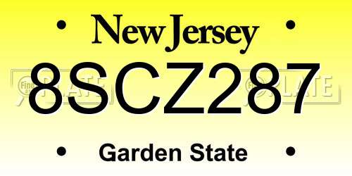8SCZ287 New Jersey License Plate