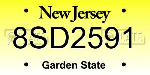 8SD2591 New Jersey License Plate