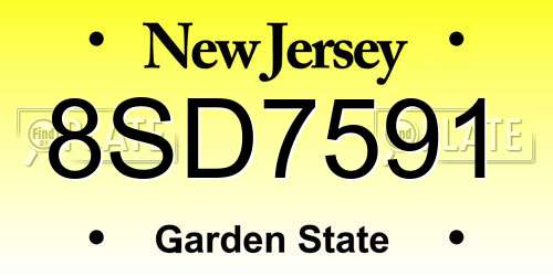 8SD7591 New Jersey License Plate