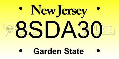 8SDA30 New Jersey License Plate