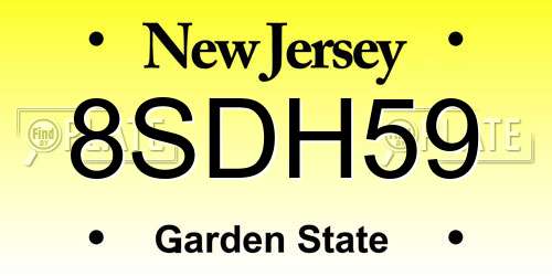 8SDH59 New Jersey License Plate