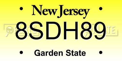 8SDH89 New Jersey License Plate