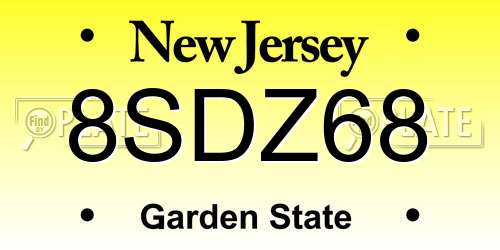 8SDZ68 New Jersey License Plate