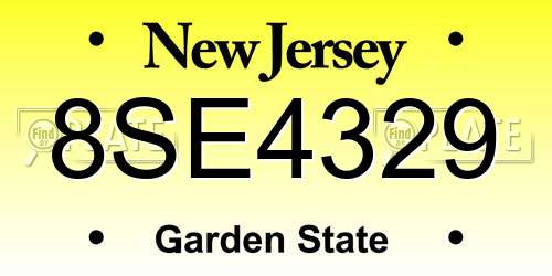 8SE4329 New Jersey License Plate