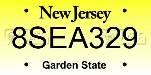 8SEA329 New Jersey License Plate