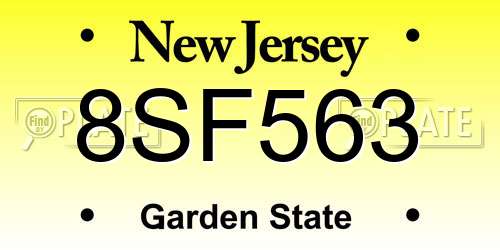 8SF563 New Jersey License Plate
