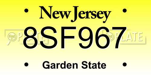 8SF967 New Jersey License Plate