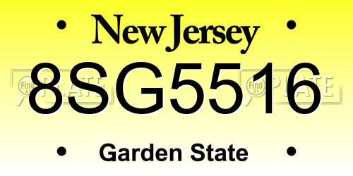 8SG5516 New Jersey License Plate