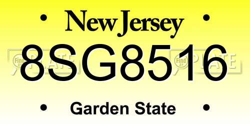 8SG8516 New Jersey License Plate