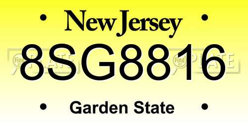 8SG8816 New Jersey License Plate