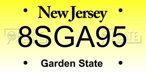 8SGA95 New Jersey License Plate