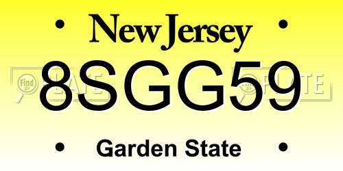 8SGG59 New Jersey License Plate