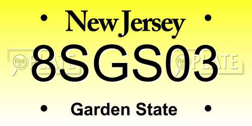 8SGS03 New Jersey License Plate