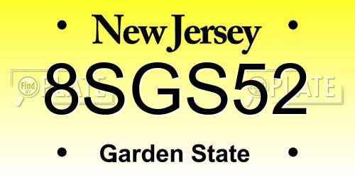 8SGS52 New Jersey License Plate