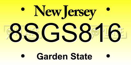 8SGS816 New Jersey License Plate