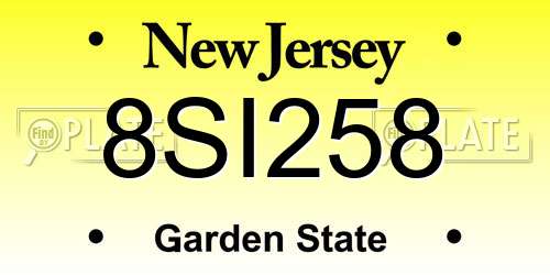 8SI258 New Jersey License Plate