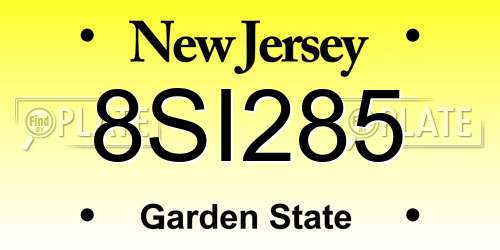 8SI285 New Jersey License Plate