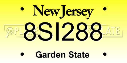 8SI288 New Jersey License Plate