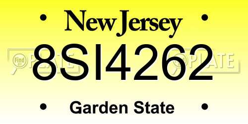 8SI4262 New Jersey License Plate