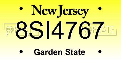 8SI4767 New Jersey License Plate