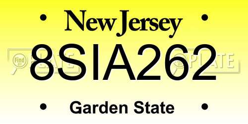 8SIA262 New Jersey License Plate