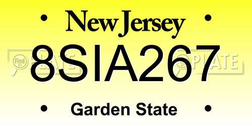 8SIA267 New Jersey License Plate