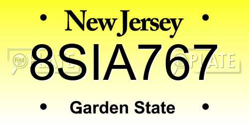 8SIA767 New Jersey License Plate