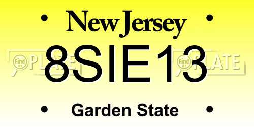 8SIE13 New Jersey License Plate