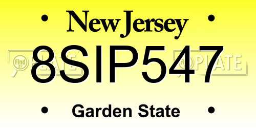 8SIP547 New Jersey License Plate