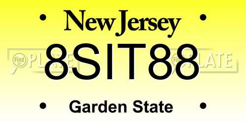 8SIT88 New Jersey License Plate