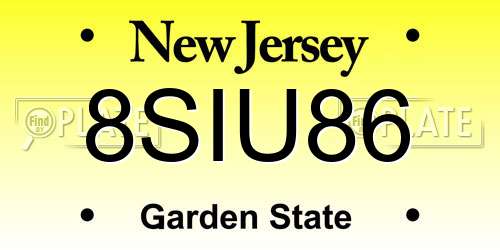 8SIU86 New Jersey License Plate