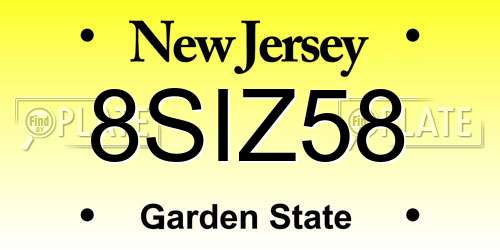 8SIZ58 New Jersey License Plate