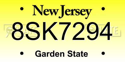 8SK7294 New Jersey License Plate